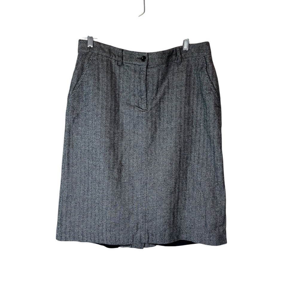 LL Bean pencil skirt size 10P black and white tweed 100% cotton